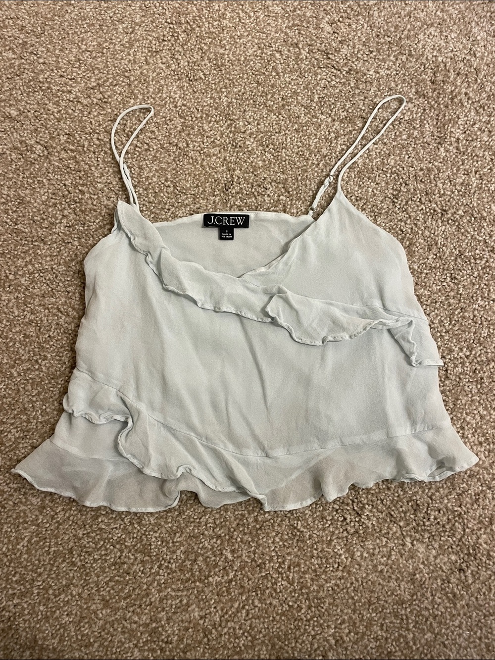 J. Crew Light Blue Ruffle Silk Camisole